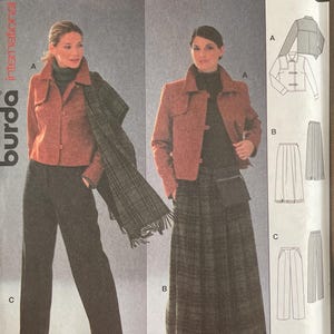 May include: A Burda International sewing pattern packet featuring two women modeling a jacket, skirt, and pants ensemble. The packet includes the number 8847, European sizes, and the text "Seams and Hems Included."