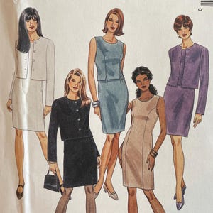 May include: A sewing pattern for a dress with a jacket. The pattern is for sizes 4, 6, and 8. The pattern is called Easy McCall's 8462.