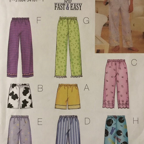 Butterick 3314 BP246 Pattern UNCUT Easy Loungewear Pull On Pants Capris Shorts Contrast Trim & Stretch Knit Camisole Size XS S M or L XL