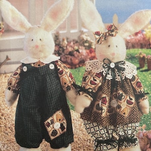 Butterick 5387 Pattern UNCUT 1990s Vintage Needle in a Haystack Baby Bunnykins Plush Toy 13" Tall Dress Bloomers Overalls Shirt
