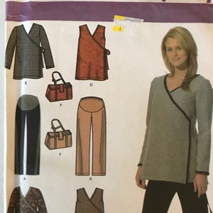 Simplicity 4890 Pattern UNCUT Karen Z Maternity Sleeveless Long Sleeve Wrap Front Panel Side Tie Top Dress Pants Bag Size 8-14 16-24 VA