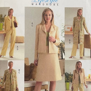 May include: A sewing pattern for a women's wardrobe, featuring four different styles of jackets and pants. The pattern is from Butterick, and the pattern number is B4692. The pattern is for sizes 8-10-12-14.