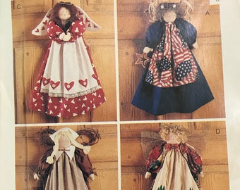 McCalls 7810 762 Pattern UNCUT 1990s Vintage Sent From Above Door Hanging Decor Angel Christmas Pilgrim Thanksgiving 4th of July VA
