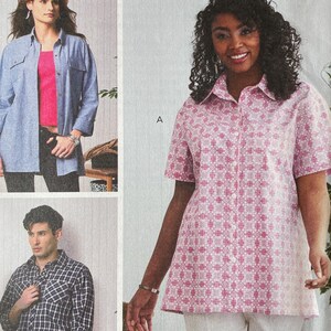 Butterick B6841 6841 Pattern UNCUT Unisex Mens Womans Palmer Pletsch Fitted Shirt Pointed Collar Yoke Size S-L XL-XXXL