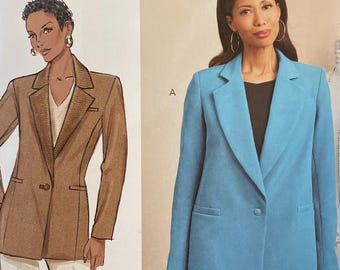 Butterick B6960 6960 Pattern UNCUT Palmer Pletch Lined Jacket Notched Lapel Collar One Button Closure Welt Pockets Back Vent Size 8-16 18-26