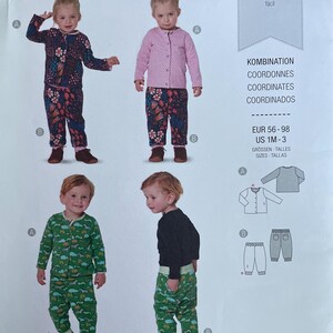 Burda 9293 Pattern UNCUT Kids Coordinates Button Front Top Pull On Bottoms Jogger Style Patch Pockets Size 1M 2M 2M Toddlers