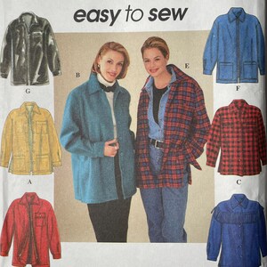 Simplicity 7315 UNCUT 1990s Easy to Sew Loose Fitting Button or Zipper Front Jacket with Optional Fringe Pattern XS S M Tx or L XL Ca