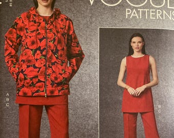 Vogue V1718 1718 Pattern UNCUT Zipper Front Jacket Hood Drawstring