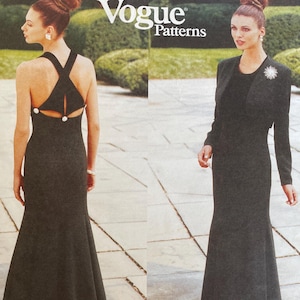 Vogue 1884 Pattern CUT Complete Vintage 1990s Bellville Sassoon Designer Original Cross Cross Strap Sleeveless Dress Maxi Jacket Size 18