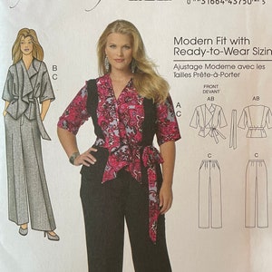 Butterick B5575 5575 Pattern UNCUT Connie Crawford Short Sleeve Jacket Weskit Hem Asymmetrical Collar Tapered Pants XS S M L XL