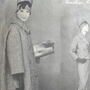 Vogue 1472 Pattern CUT Complete Paris Original Vintage 1950s Designer Christian Dior Double Breasted Coat Suit Skirt Scarf Size 16 Bust 36