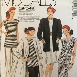 McCalls 3575 Pattern UNCUT 1980s Easy Non-Stop Wardrobe Cap Sleeve Top or Sheath Dress and Open Front Jacket Pockets Pants Size 14 16 18 image 1