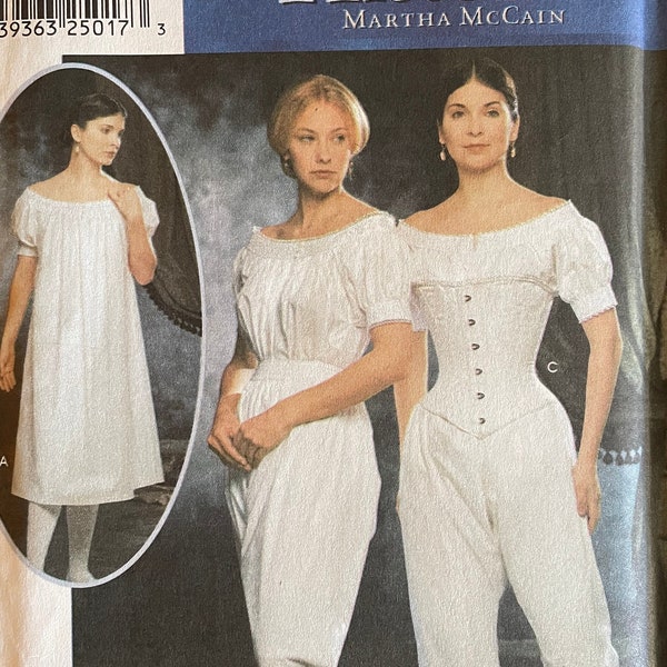 Simplicity 9769 Pattern UNCUT Martha McCain Fashion Historian Civil War Era Undergarments Chemise Drawers Corset Sz 6 8 10 12 or 14 16 18 20