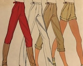 McCalls 6095 Pattern 1970s Straight Leg Pants or Shorts Side D Ring Cinch Tabs Front Pleats Size 12 14 16 Waist 26.5-30 quot UNCUT IL
