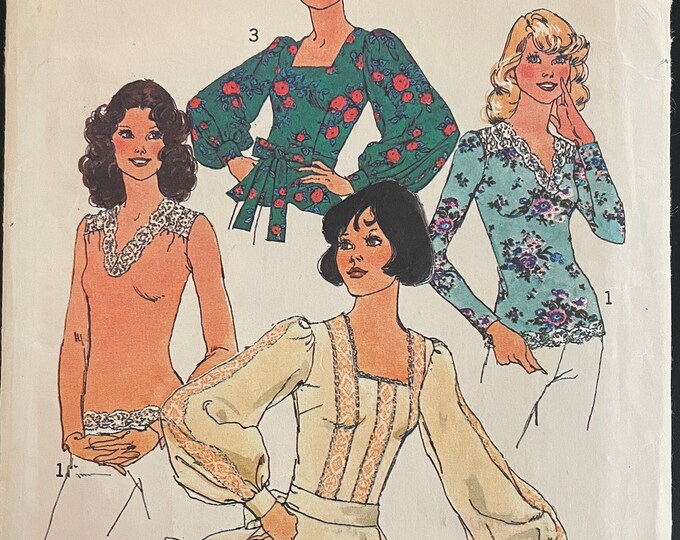 Simplicity 6727 Pattern Simplicity 6727 Pattern CUT Complete 1970s Vintage Stretch Knit Blouse ...