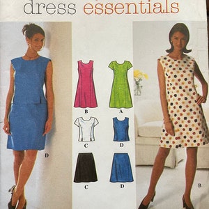 Simplicity 7509 Pattern UNCUT Vintage 1990s One Two Piece A-Line Dress Round Neck Princess Seams Sleeveless Short Size 10 12 14 or 4 6 8 TX