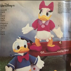 Simplicity 7636 Pattern UNCUT 1980s Disney Donald and Daisy Duck Plush Stuffed Dolls