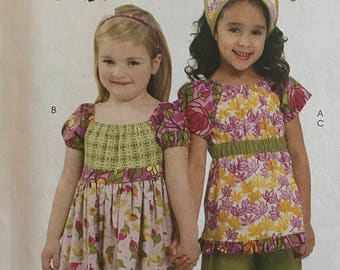 McCalls M6062 6062 Pattern - Chelsea Andersen Girl's Summer Dress and Top Shorts Capris Pants, Head Kerchief - Size 2 3 4 5 or 6 7 8 UNCUT