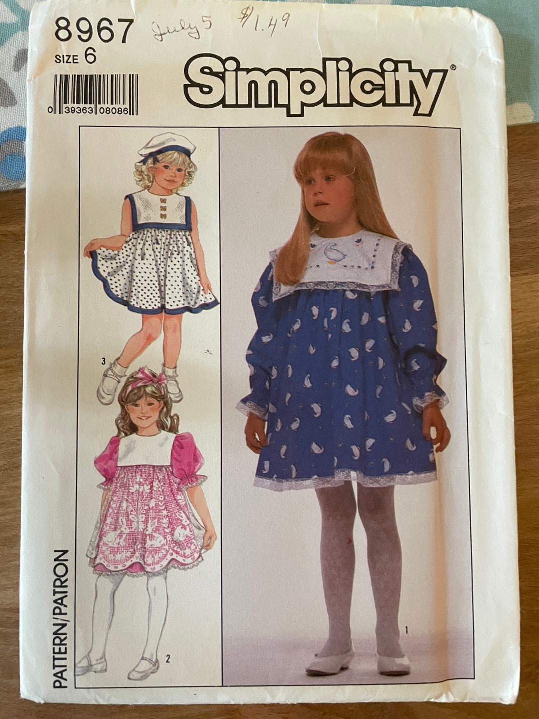 Simplicity 8967 Pattern UNCUT 1980s Vintage Little Girl's Sleeveless ...