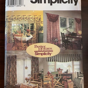 May include: Simplicity pattern number 8330 for Better Homes and Gardens curtains. The pattern shows four different window treatments, including a valance, swag, and two different types of curtains. The pattern is for one size.
