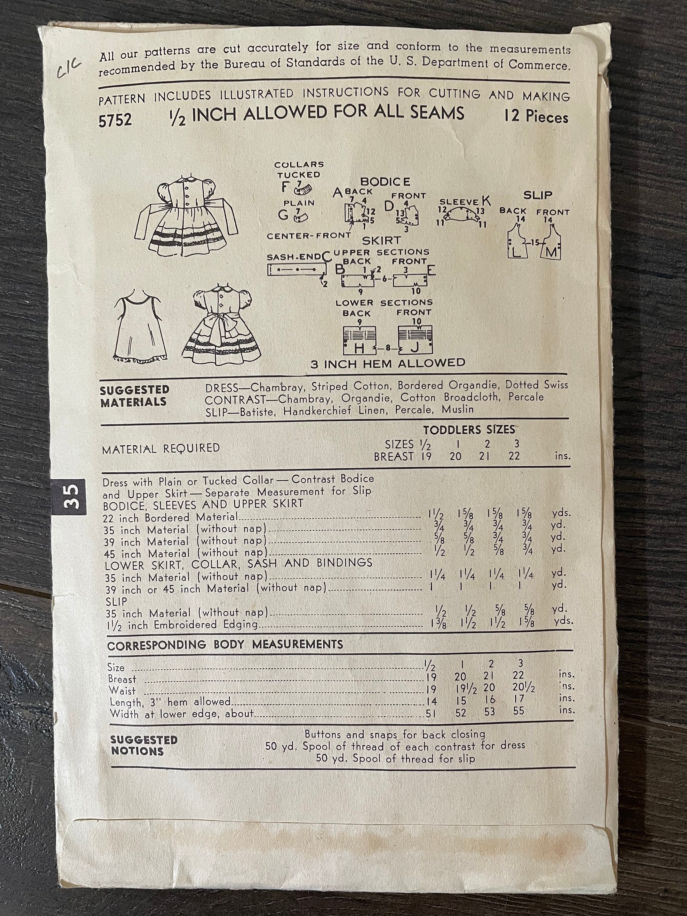 Advance 5752 Pattern CUT Complete 1950s Toddler Girl's Celeste Short ...