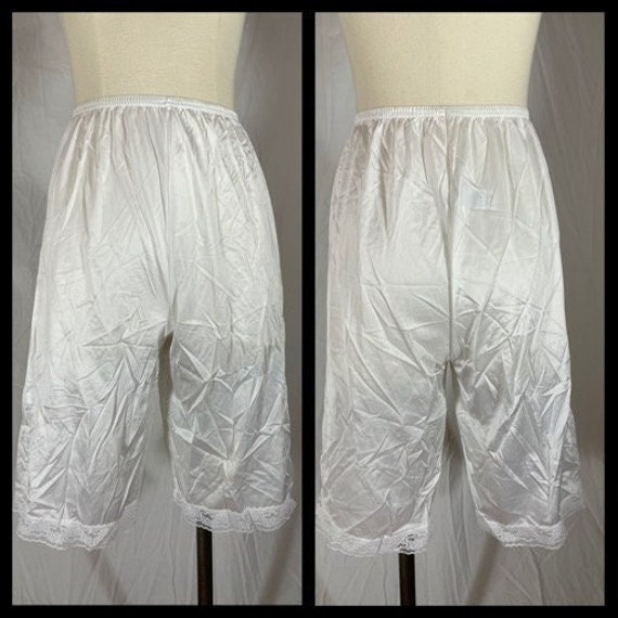 Buy Vintage Lingerie Vanity Fair White Nylon Pettipants Tap Shorts Half Slip  Style With Lace Trimmed Hem Size Medium 24 Online in India 