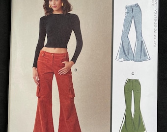 McCalls M8531 8531 R12208 12208  Pattern UNCUT Retro Flared Mermaid Fit Flare Pants Wide Waistband Fly Front Zipper Pockets Size 18-26