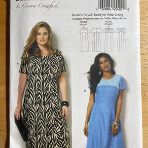 Butterick B6033 6033, motif Connie Crawford, coupe ajustable, empiècement et corsage, robe droite, manches courtes, longueur au genou, taille XS-xL ou XXL-6X