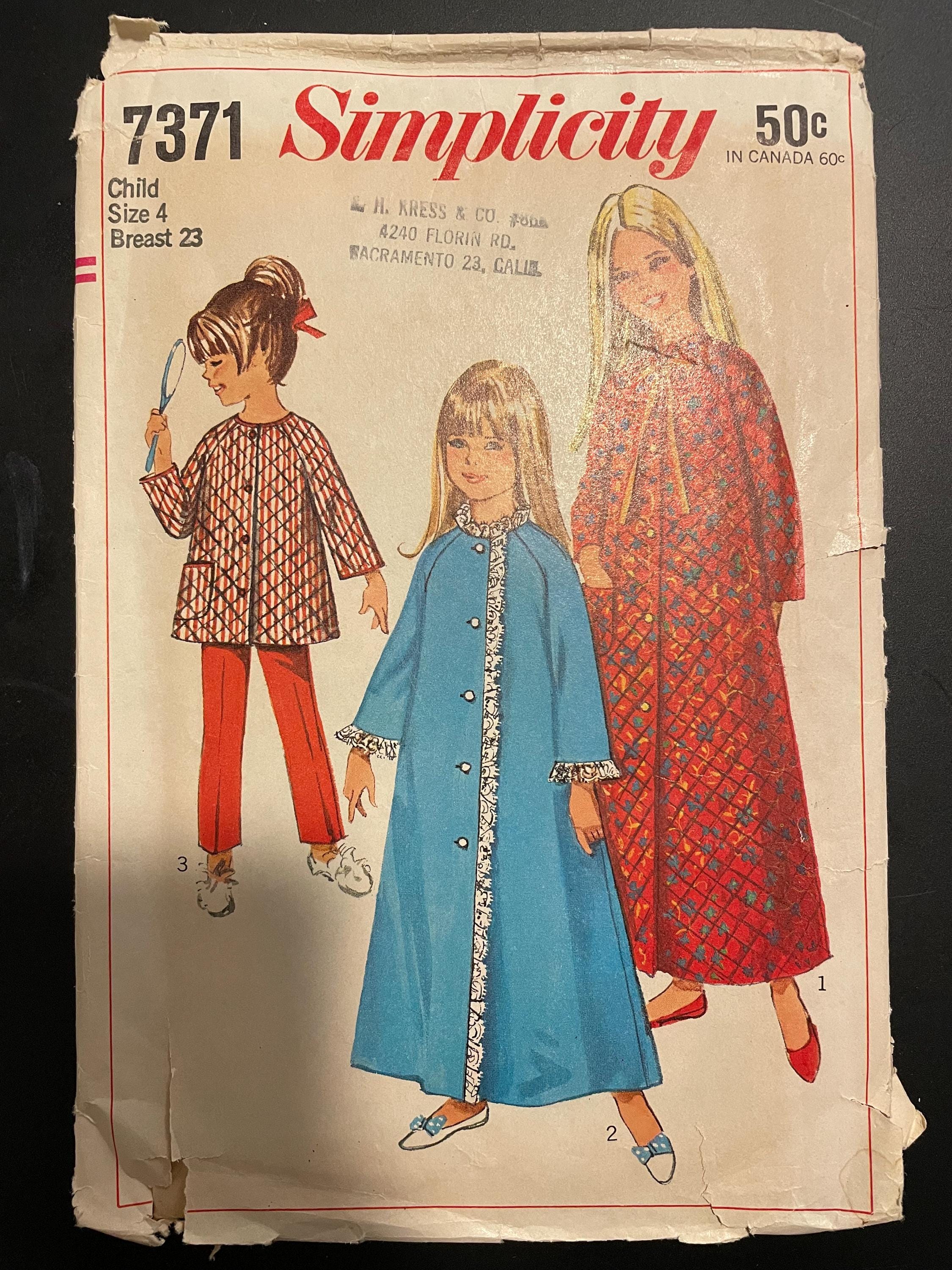 Simplicity 7371 Pattern CUT Complete 1960s Vintage Girl's Button