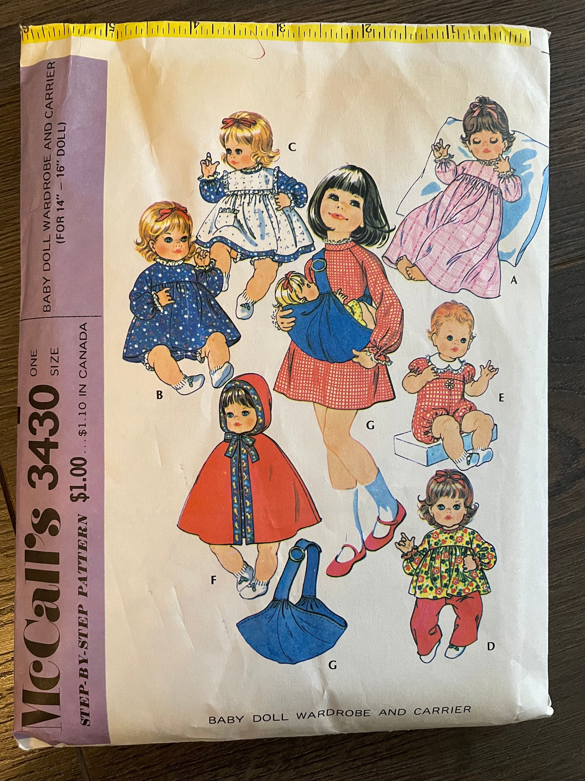 Mccalls 3430 Pattern 1970s Vintage Baby Doll Wardrobe Dress Apron ...