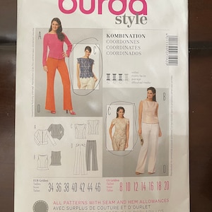 Burda 7192 Pattern UNCUT Style Coordiates Fitted Sleeveless or Cap Sleeve Princess Seam Vest Zipper Jacket Pants SIze 8 10 12 14 16 18 20