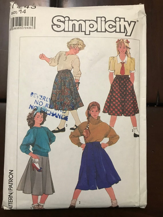 Simplicity 7243 Pattern CUT Complete 1980s Vintage Girls Full