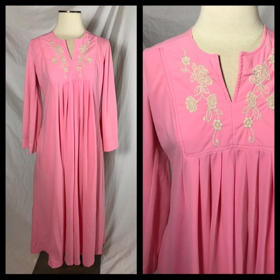 1970s Vintage Miss Elaine Bubblegum Pink Back Zip… - image 1