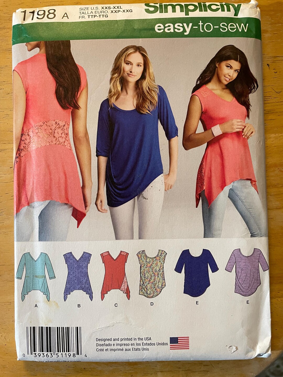 Simplicity 1198 Pattern Easy to Sew Stretch Knit Tops With Shaped