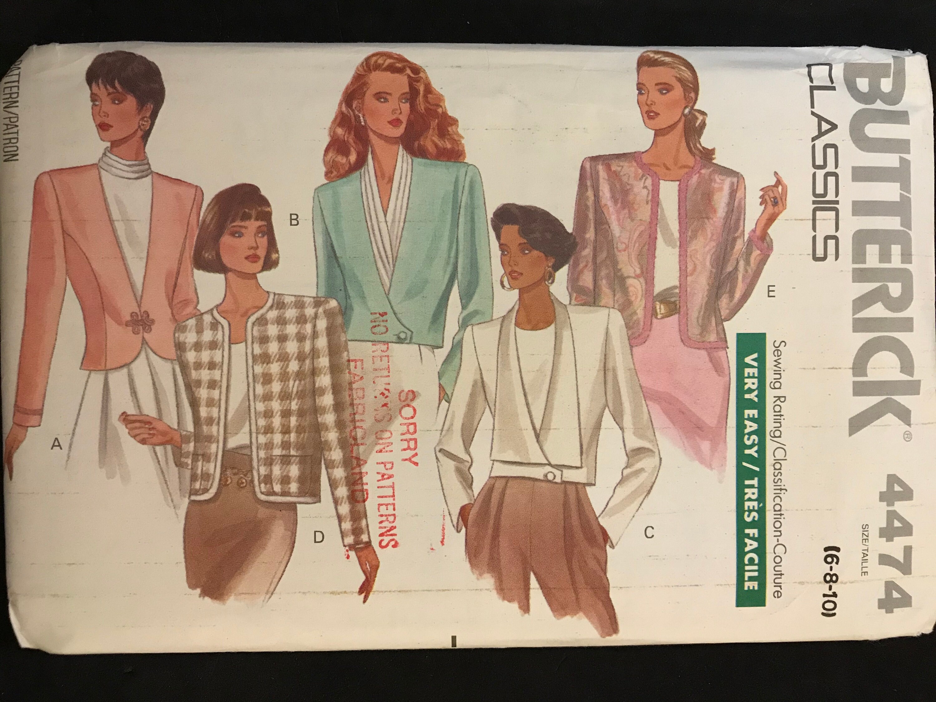 ＊handmade＊no.66 Butterick 4474 Pattern UNCUT Vintage 1980s Very Easy Loose Fitting