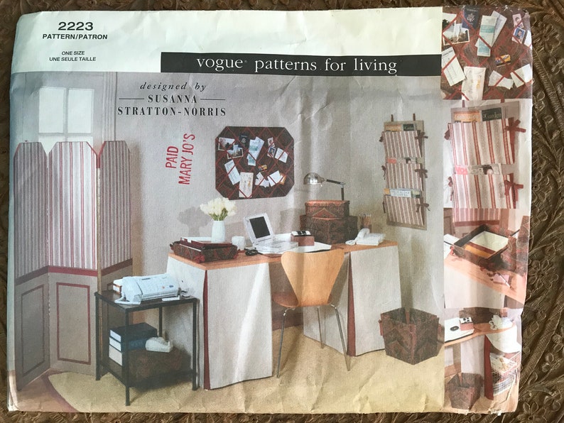 Vogue 2223 Pattern UNCUT Living Craft Room by Susanna Stratton - Etsy