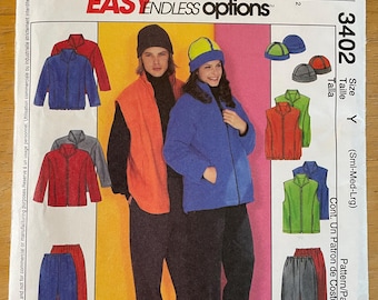 McCalls 3402 Pattern UNCUT Vintage 2000s Easy Endless Options Polar Gear Unisex Collared Jacket Vest Pants Jogger Style Hat Size XL XXL