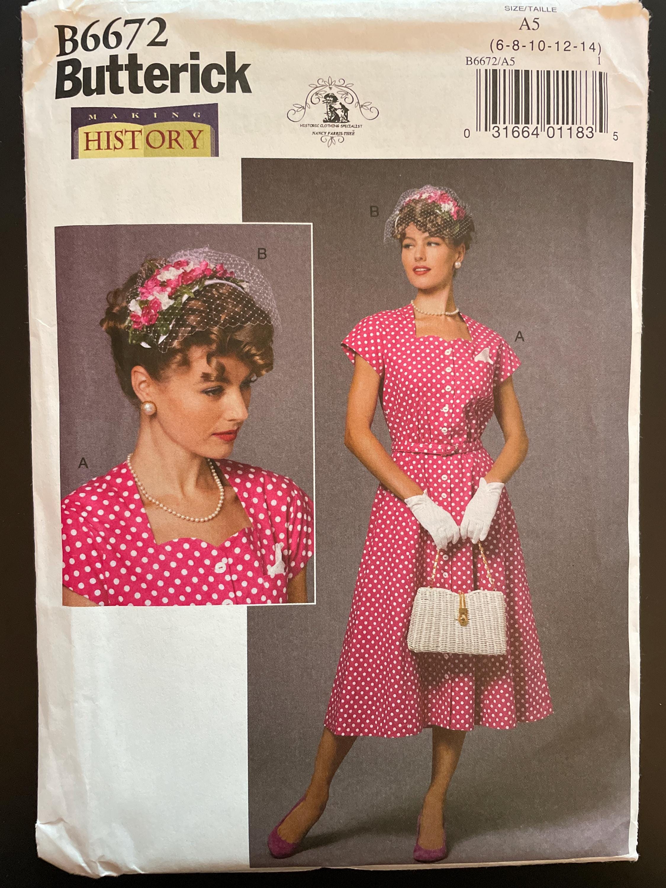 Butterick B6672 6672 Pattern UNCUT 1950s Retro Making History