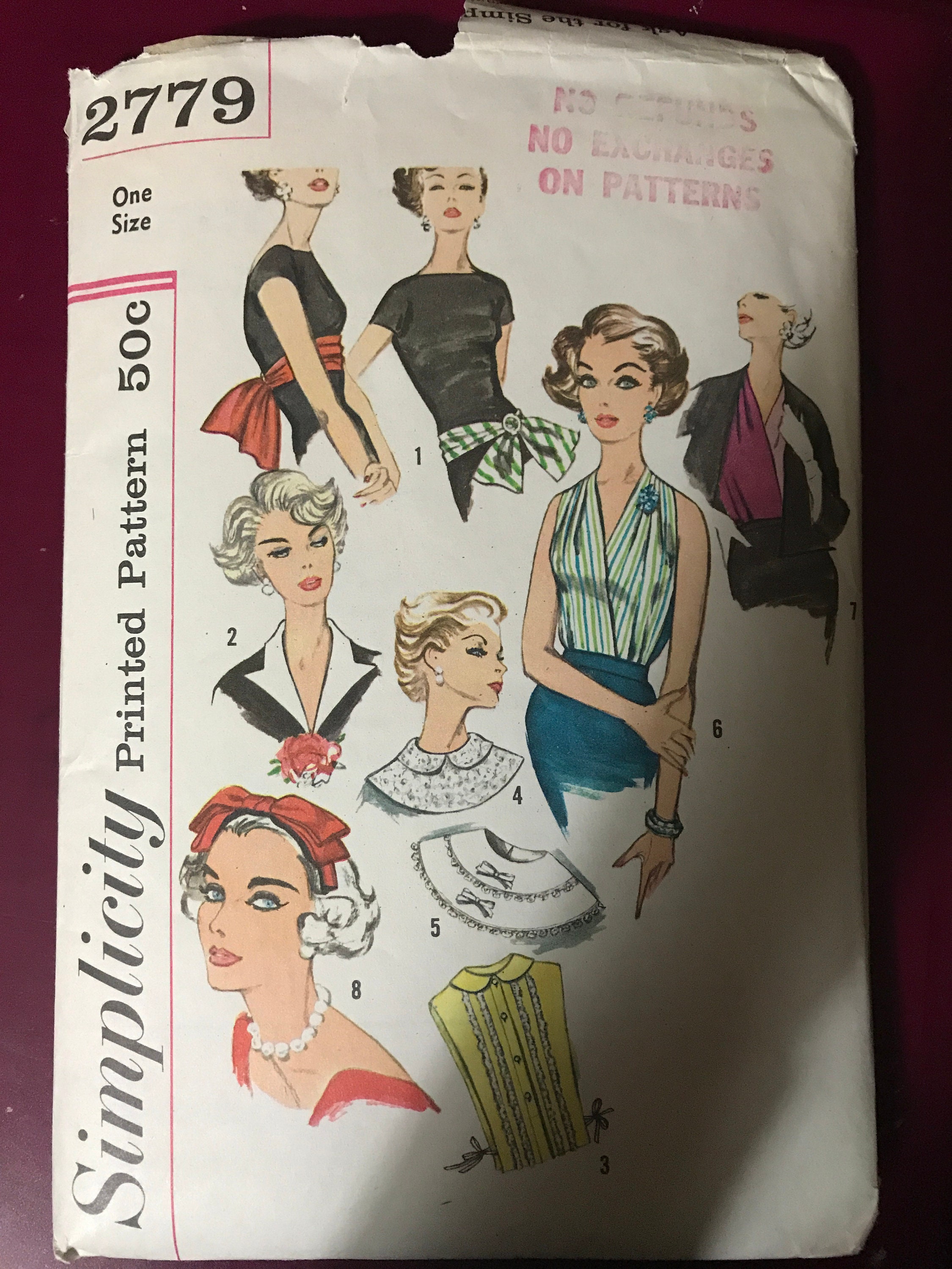 forkorte tempo Streng Simplicity 2779 Pattern CUT Complete 1950s Accessories With - Etsy