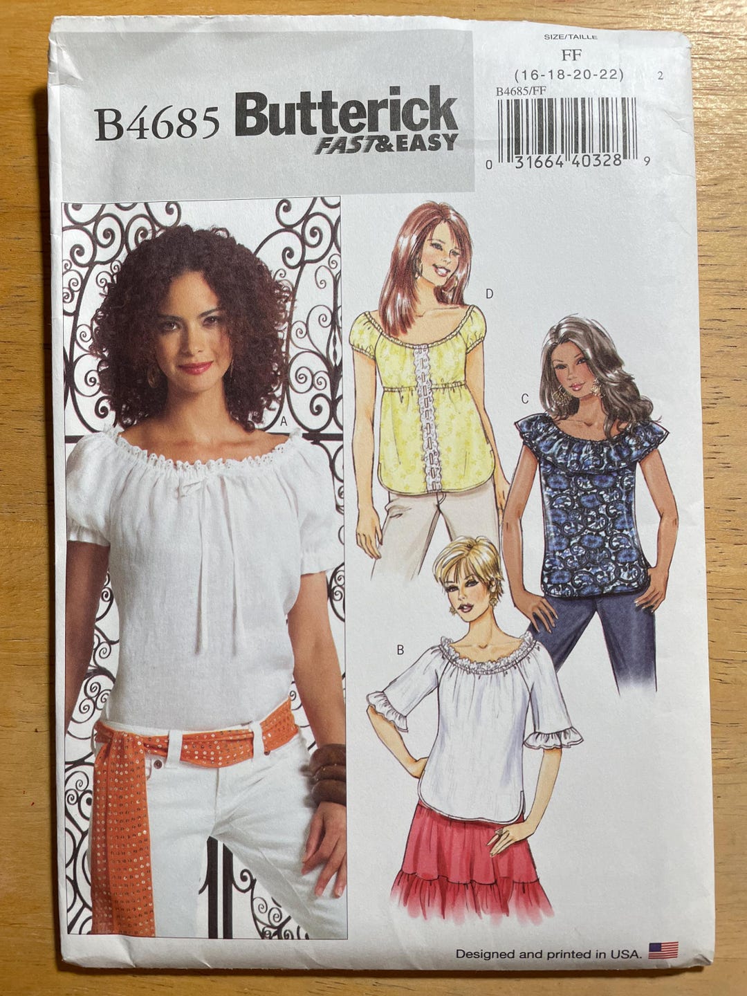 Butterick B4685 4685 Pattern UNCUT Very Easy Pullover Top With Elastic ...