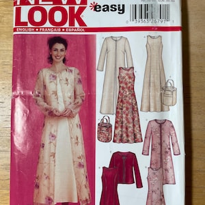 New Look 6270 Pattern UNCUT Easy A Line Princess Seam Sleeveless Dress Collarless Duster or Jacket and Tote Bag Size 10 12 14 16 18 20 22