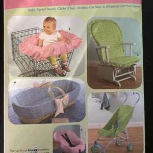 Simplicity 4636 Pattern UNCUT 2000s Babies Accessories Baby Basket Inset Glider Chair Stroller Car Seat and Shopping Cart Seat Covers