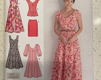 Simplicity 2917 Pattern UNCUT Sweetheart Neckline Fit Flare Princess Seam Dress Top Skirt Karen Z Size 10 12 14 16 18 OR 20 22 24 26 28 VA