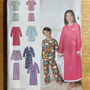 Simplicity 1570 Pattern UNCUT Karen z Child's Pajama Set Short Long Top Nightgown Bottoms Bathrobe Size 3 4 5 6 or 7 8 10 12 14