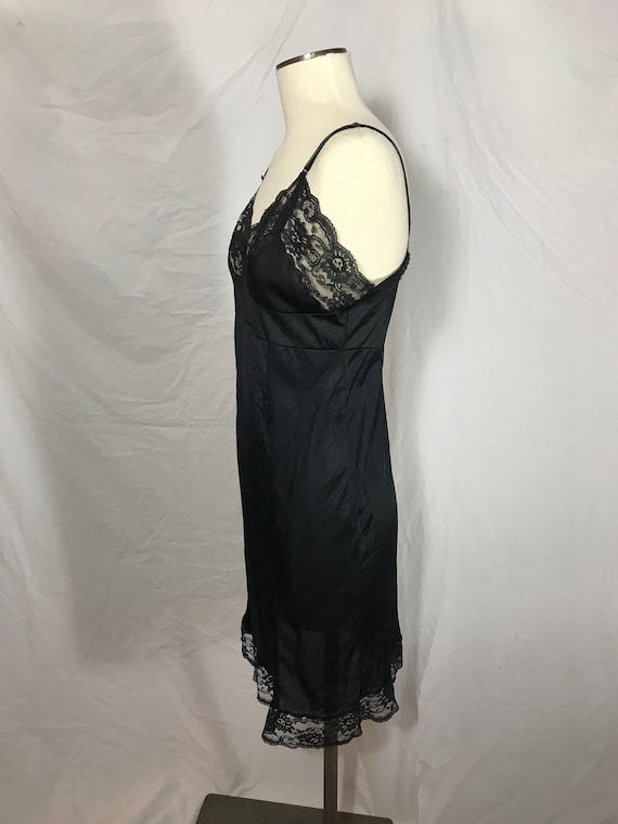 Black Nylon Full Slip with Lace Trimmed Bodice and He… Gem