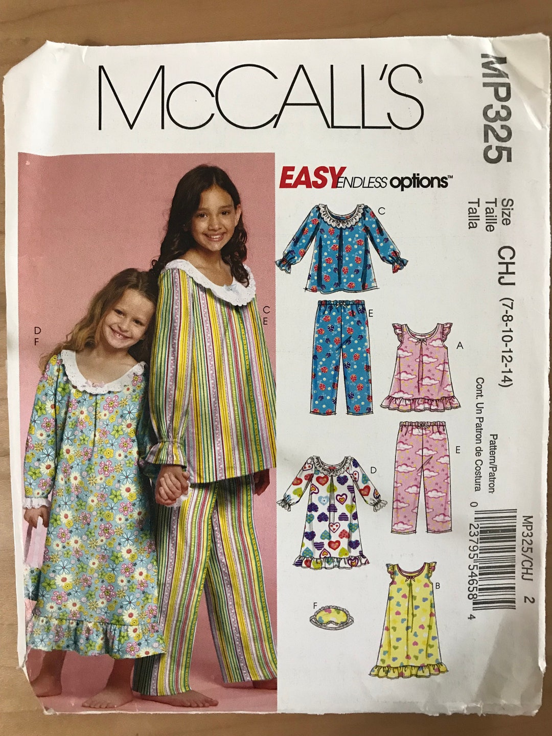 Mccalls MP325 325 Pattern UNCUT Girl's Easy to Sew Pajama - Etsy