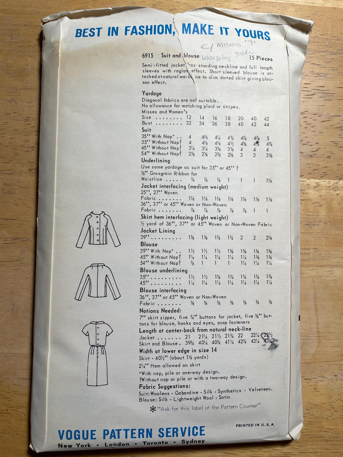 Vogue 6915 Pattern CUT MISSING Guide Vintage 1960s Back Buttoned Short ...