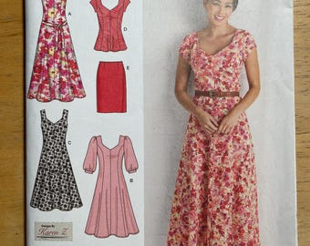 Simplicity 2917 Pattern UNCUT Sweetheart Neck Fit Flare Princess Seam Dress Top Skirt Karen Z Size 10 12 14 16 18 OR 20 22 24 26 28