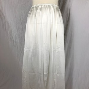 Vintage Vassarette Lingerie White Nylon Half Slip in Lower Calf Length Deep Slit Narrow Lace Trim Size Medium 32&quot;