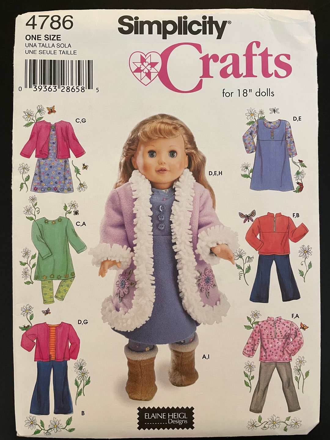 Simplicity Robe Pattern 0621 Simplicity 4786 0621 Pattern UNCUT Vintage 2000s Elaine Heigl Doll ...